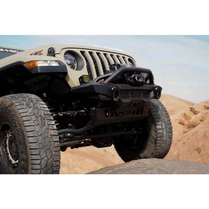 DV8 Offroad 2018=2025 Jeep Wrangler JL JL , Gladiator JT Front Bumper Sway-Bar Disconnect Motor Skid Plate Model SPJL-02