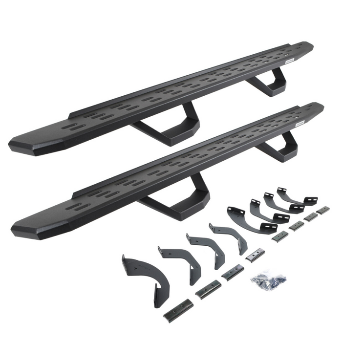 Go Rhino RB30 Running Boards with Brackets With 2 Pairs Drop Steps Kit Double Cab Model 6964358020PC