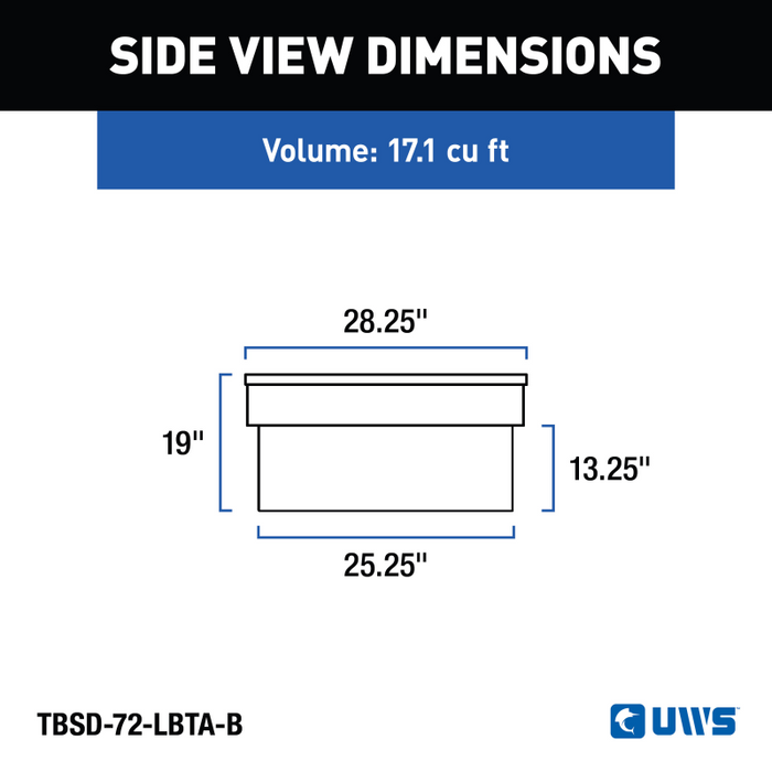 UWS 72" Deep Extra-Wide Crossover Truck Tool Box Model TBSD-72-LBTA-B