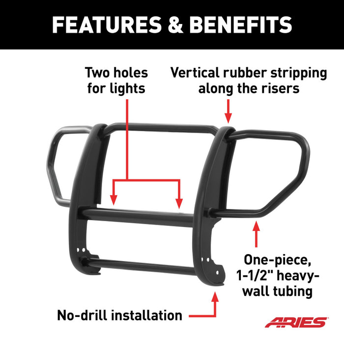 ARIES Black Steel Grille Guard, Select Jeep Liberty Model 1051