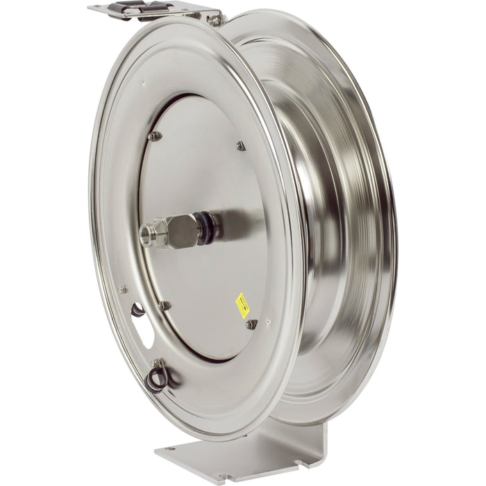 Coxreels SH-SS Series Electro-Polished Stainless Steel Spring Driven Hose Reel 3/8 in. x 50 ft. 300 PSI Super Hub - No Hose Model SHL-N-350-SS