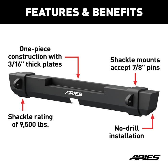 ARIES TrailCrusher Jeep Wrangler TJ Steel Rear Bumper, 9.5K Model 2157001