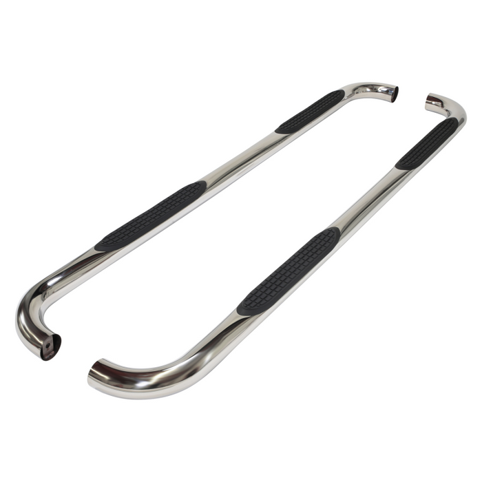 TrailFX 3" Round Bent Step Nerf Bars W/ Step Pads Polished Stainless Steel Model A0038S