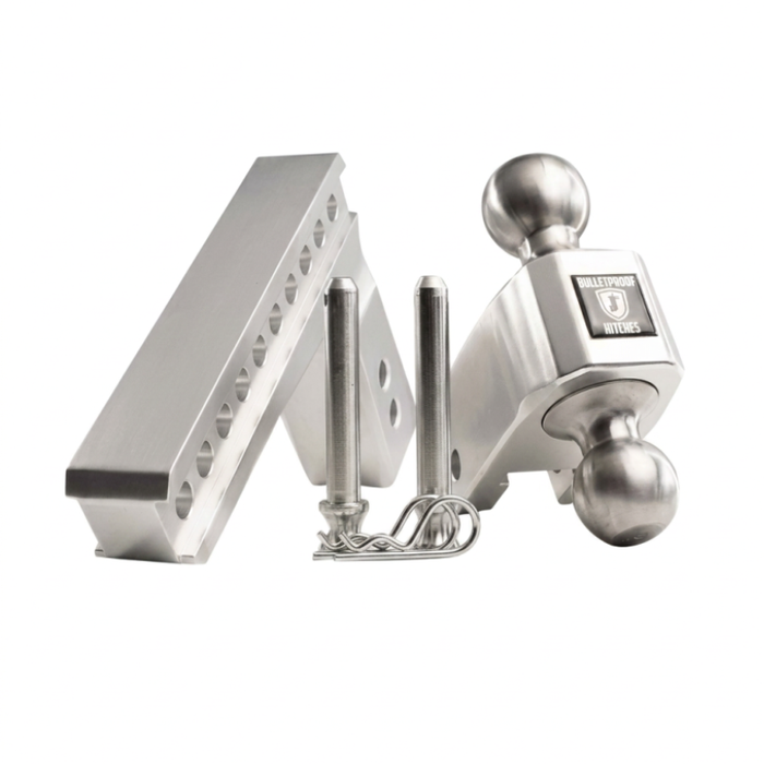 BulletProof Hitches 2.5" Aluminum Medium Duty 6" Drop/Rise Hitch - Stainless Ball Model Model AL256S
