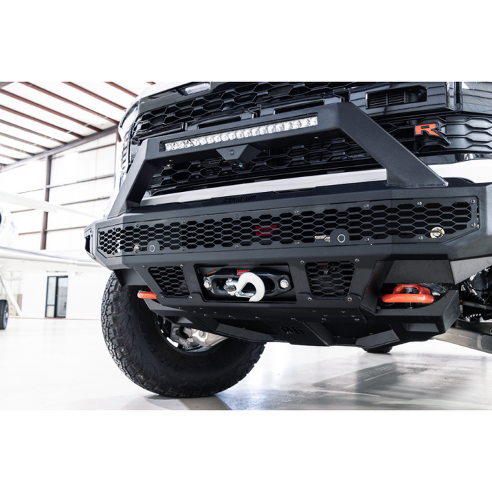Bodyguard Freedom Front Baja Winch Mount Sensor Cutouts W/O Mesh Grille With Camera Harness & Pod Bare Metal Model LBF21IYBNB
