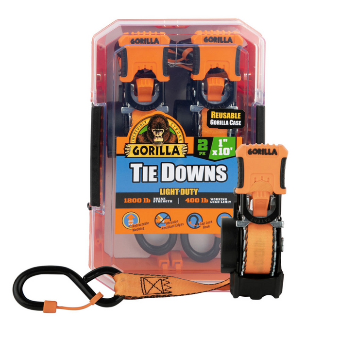 Erickson Manufacturing 2 Pack 1 In X 10Ft 1200Lb Light Duty Retractable Ratchet Strap Model 92003