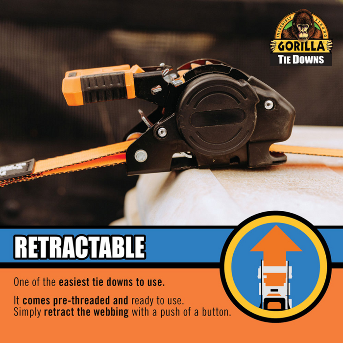 Erickson Manufacturing 2 Pack 1 In X 10Ft 1200Lb Light Duty Retractable Ratchet Strap Model 92003