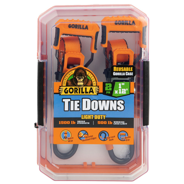 Erickson Manufacturing 2 Pack 1 In X 12Ft Ratchet Strap 1500Lb Cap Lock W/Full S Hook & Velcro Wrap Model 92004