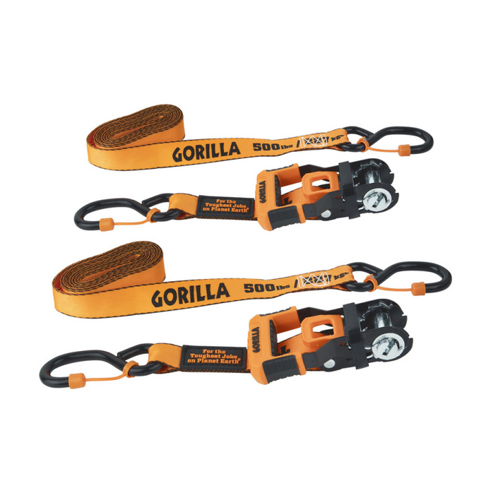 Erickson Manufacturing 2 Pack 1 In X 12Ft Ratchet Strap 1500Lb Cap Lock W/Full S Hook & Velcro Wrap Model 92004
