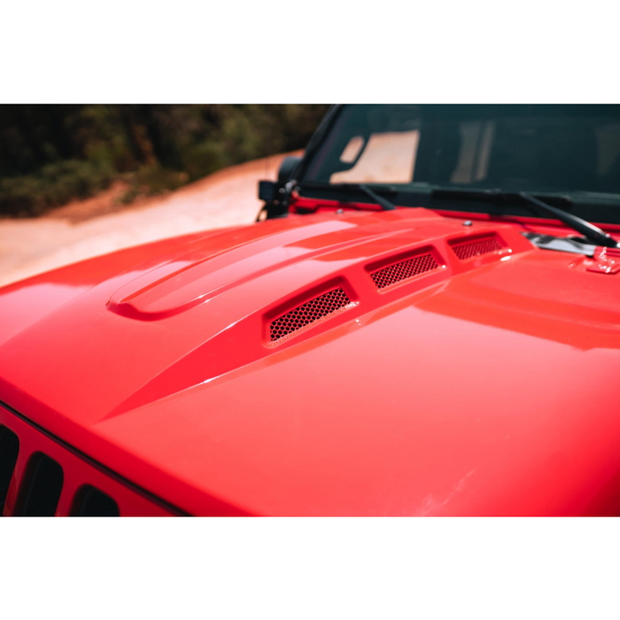 DV8 Offroad 2018-2025 Jeep Wrangler JL JLU Gladiator JT Heat Dispersion Hood Non-392 or Non-Mojave Model HDMBJL-01