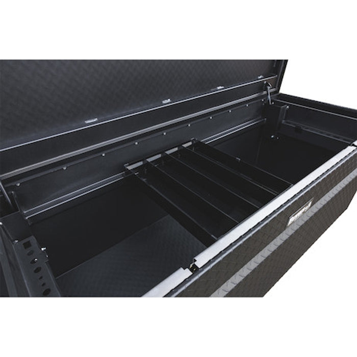 Buyers Products 23x27x71 Inch Textured Matte Black Diamond Tread Aluminum Crossover Truck Box Model 1739450