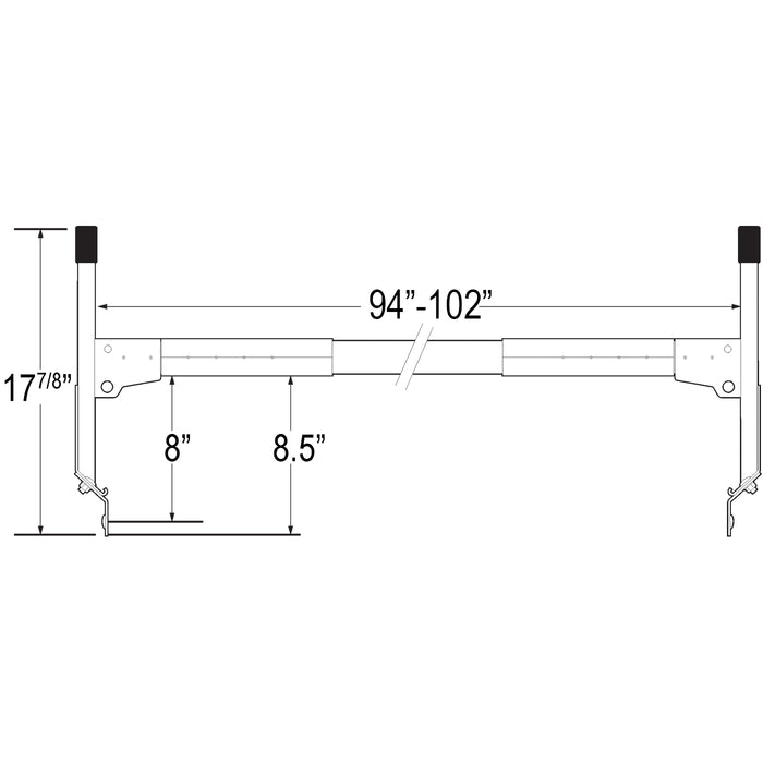 Vantech 3-Bar Black Steel (94"- 102") Side Mount Rack System Box Truck / Trailer Model C46003160B