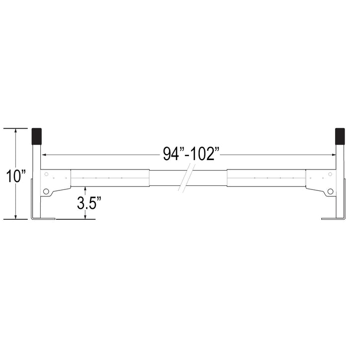 Vantech 3-Bar Black Aluminum (94"- 102") Top Mount Rack System Box Truck / Trailer Model C46003361B