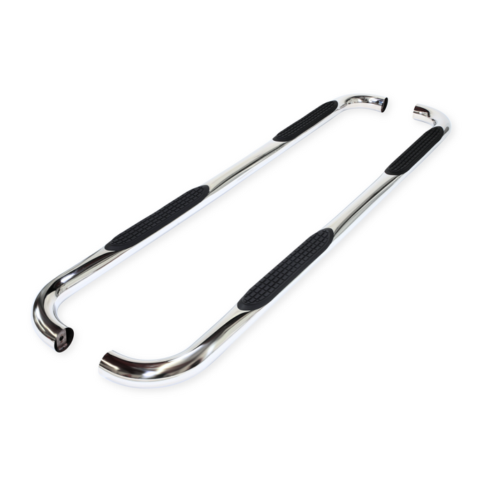 TrailFX 3" Round Bent Step Nerf Bars W/ Step Pads Polished Stainless Steel Model A0068S