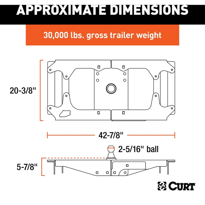 CURT Factory Original Equipment Style Gooseneck Hitch, 38,000 lbs. 2-5/16-Inch Ball, Fits Select Ford F-250, F-350, F-450 Super Duty Model 60702