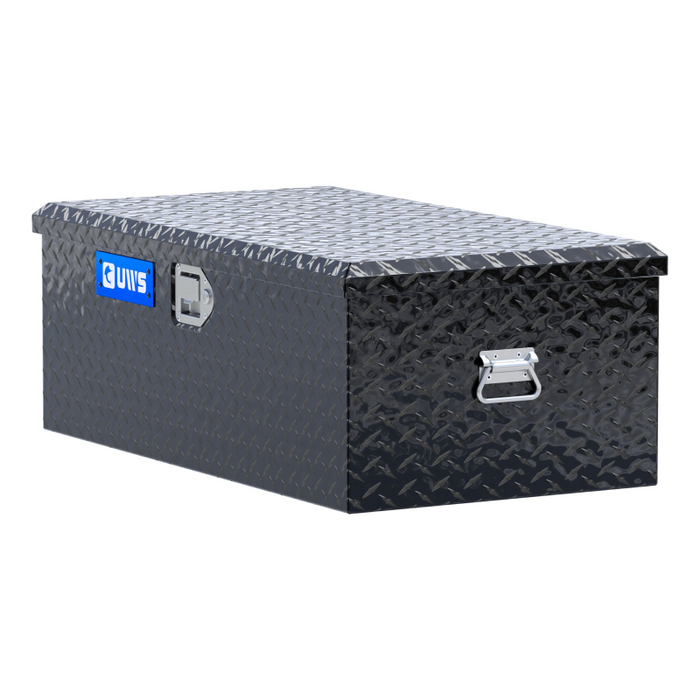 UWS 36" Gloss Black Heavy-Wall Aluminum Foot Locker Tool Chest Storage Box, RigidCore Lid Model FOOT-LOCKER-BLK