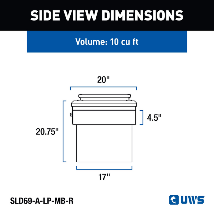 UWS Secure Lock Tool Box, Low Profile, Rail Model SLD69-A-LP-MB-R