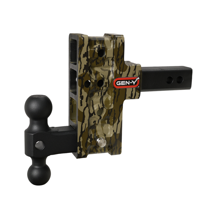 GEN-Y MEGA-DUTY 2" Offset Shank 2.5 Rise, 5" Drop 2K TW 16K Hitch & GH-051 Dual-Ball - Hydro Dipped - Mossy Oak Model GH-214-MO