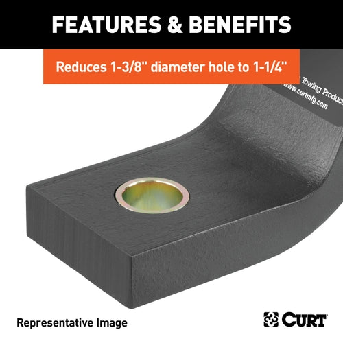 CURT Trailer Hitch Ball Hole Reducer Bushing, Reduces 1-3/8-Inch Diameter to 1-1/4-Inch Stem Model 21300