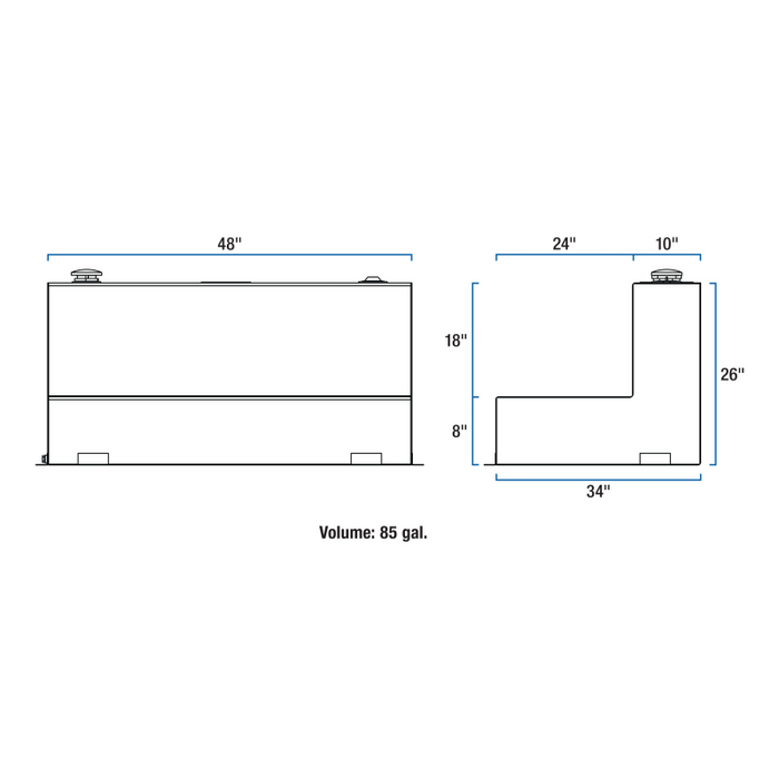UWS Matte Black 85-Gallon L-Shape Steel Transfer Tank Model ST-85-L-MB