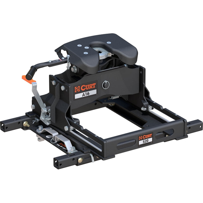 CURT A16 5th Wheel Hitch Kit with S20 Slider and Puck System with Rails, Fits Select Chevrolet, Ford, GMC Model 16681