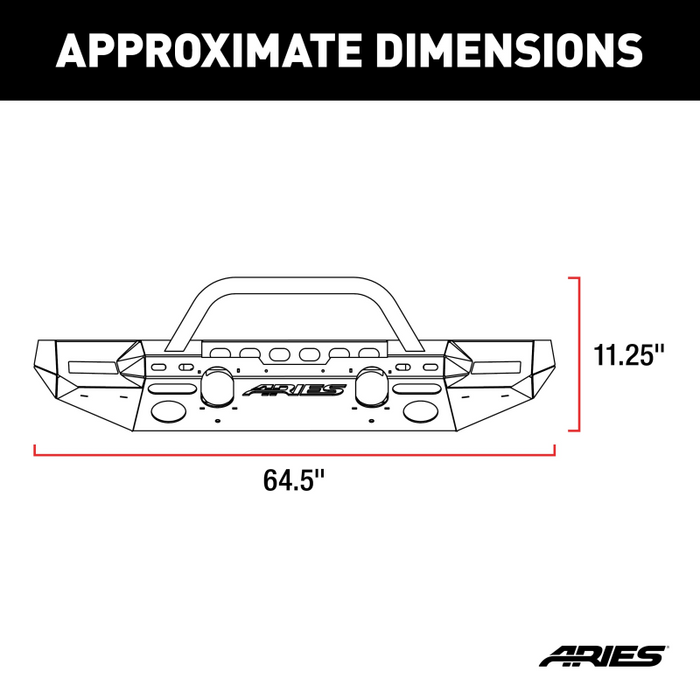 ARIES TrailChaser Jeep Wrangler JL, Gladiator Aluminum Front Bumper (Option 8) Model 2082098