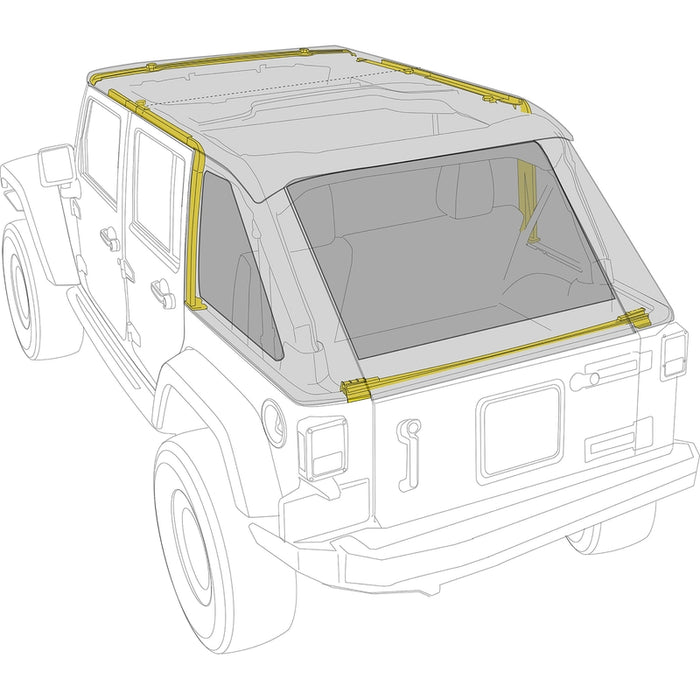 Smittybilt Bowless Combo Top Kit w/ Tinted Windows - Black Diamond (07-18 JKU) Model 9083135K