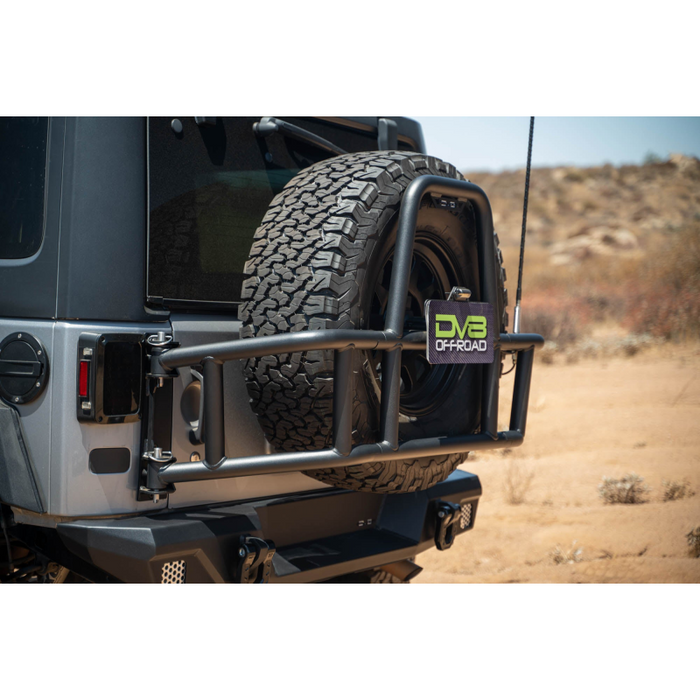 DV8 Offroad 2007-2018 Jeep Wrangler Body Mounted Tire Carrier Model TCJK-14