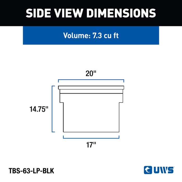 UWS 63" Truck Tool Box with Low Profile Model TBS-63-LP-BLK