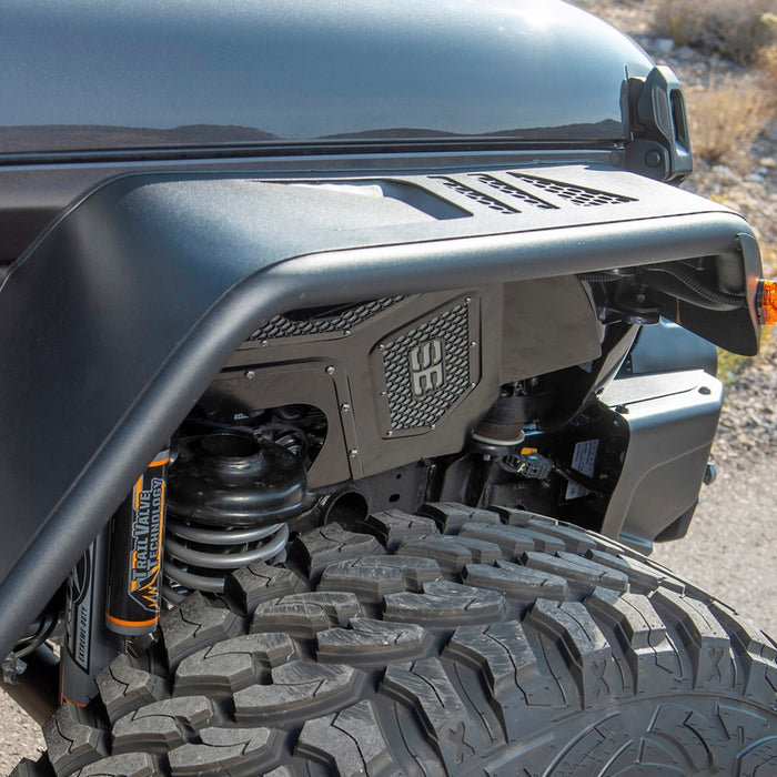 Smittybilt Front Aluminum Inner Fender Liner Pair - Black (18+ JL/JLU) Model 77984