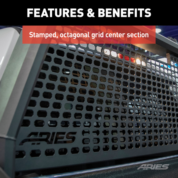 ARIES AdvantEDGE Black Aluminum Headache Rack, Fits Select Ford F-250, F-350 Super Duty Model 1110103