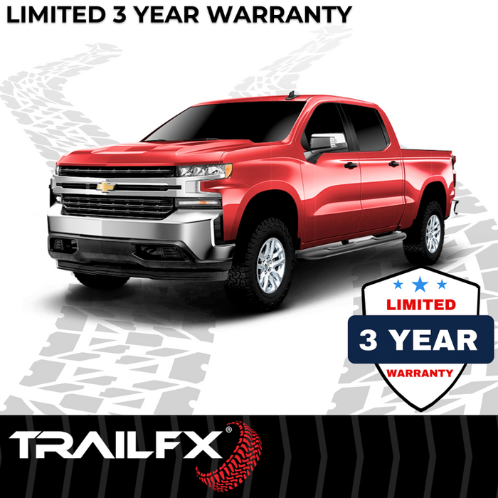 TrailFX 4" Oval Bent Step Nerf Bars W/ Step Pads Powder Coat Black Steel Model A1019T