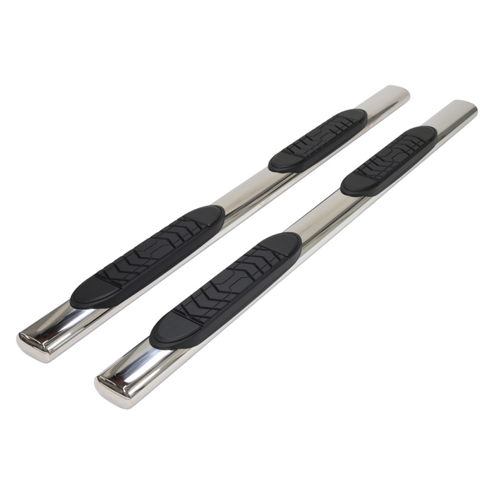TrailFX 5" Oval Straight Step Nerf Bars W/ Step Pads Polished Stainless Steel Model A7041S