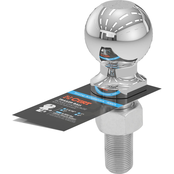 CURT Chrome Trailer Hitch Ball, 6,000 lbs, 2-5/16-Inch Diameter, 1 x 3-Inch Shank Model 40021