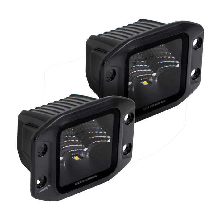Go Rhino Blackout Series CUBEIT 3x3 LED Cube Flood Lights with Flush Mount Model 750400321FCF