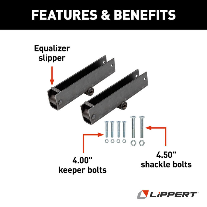 CURT Trailer Axle Attaching Parts (AP) Suspension Kit for 10,000-lb. Slipper Tandem Axles - 48-1/4" - No Equalizer Model 184175