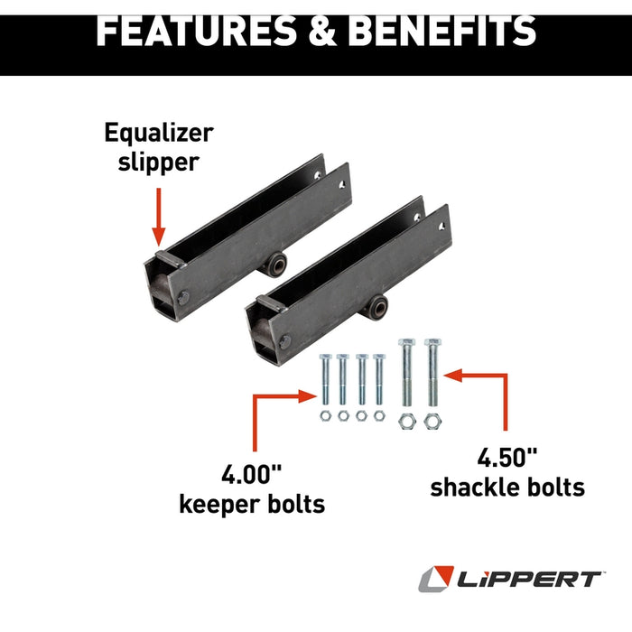 CURT Trailer Axle Attaching Parts (AP) Suspension Kit for 10,000-lb. Slipper Tandem Axles - 48-1/4" - No Equalizer Model 184175