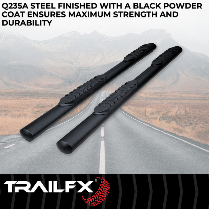 TrailFX 4" Oval Straight Step Nerf Bars W/ Step Pads Matte Black Steel Model A1559T