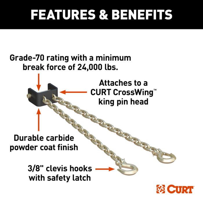 CURT CrossWing 5th Wheel Safety Chain Assembly Model 16613