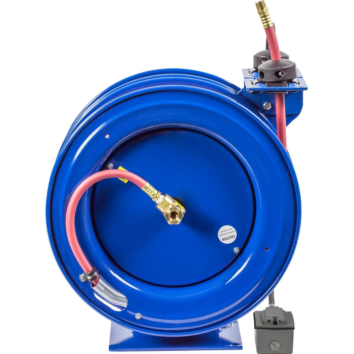Coxreels Dual C Air-Electric Series Purpose Spring Rewind Reels 3/8 in. x 50 ft. - G.F.C.I. Receptacle - 16 AWG x 50 ft. - 13 Amps 300 PSI Hose Included Model C-L350-5016-F
