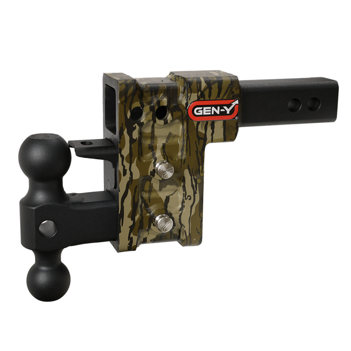 GEN-Y MEGA-DUTY 2" Shank 5" Drop 2K TW 16K Hitch & GH-051 Dual-Ball & GH-032 Pintle Lock - Hydro Dipped - Mossy Oak Model GH-523-MO