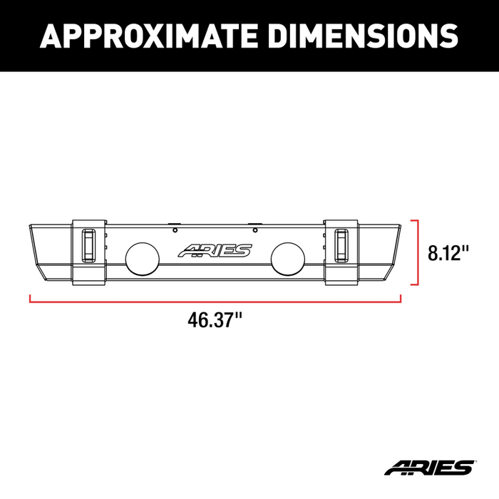 ARIES TrailCrusher Jeep Wrangler JL, Gladiator Steel Front Bumper, 12.5K Model 2156002