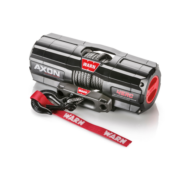 Warn AXON Plow Mode 445RC Powersports Winch 4500 Pull Capacity With 27" Of 1/4 Spydura Synthetic Rope & Digital Rockerbar Control Switch Model 110340