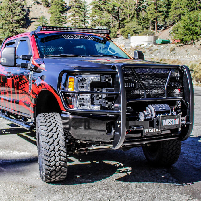 Westin HDX 1-Piece Winch Mount Grille Guard Black Steel Model 57-93905