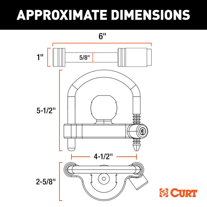 CURT Hitch & Coupler Lock Set, 2" or 2-1/2" Receivers, 1-7/8" to 2-5/16" Couplers Model 23092