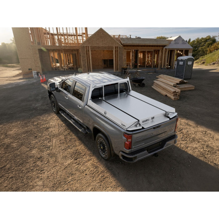 Highway Products Pickup Pack, w/ Diamond Plate Lid, w/ Smooth Aluminum Base, w/ Open Post Headache Rack Model 39209NFPN