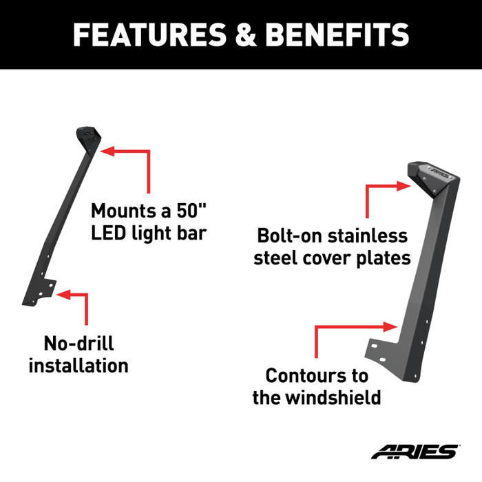ARIES Jeep JK Roof Light Mounting Brackets Model 15911