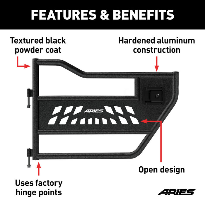 ARIES Jeep Wrangler JK Aluminum Rear Tube Doors Model 25009