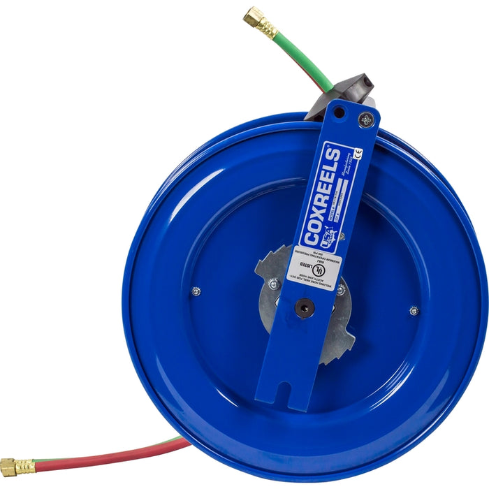 Coxreels SW Series Side Mount Spring Driven Welding Hose Reel 1/4 in. x 75 ft. - Hose Included 200 PSI T-Grade Left Mount Model SL19WT-175