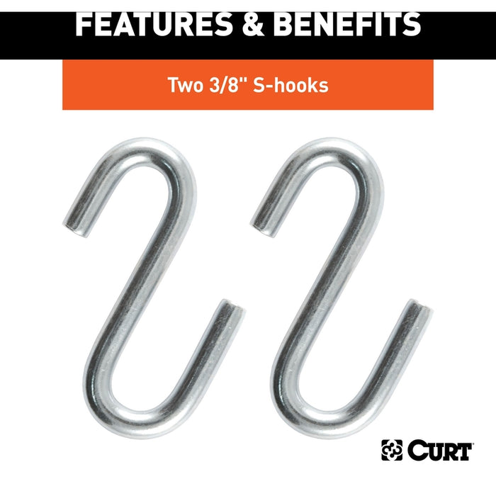 CURT 48-Inch Trailer Safety Chain with 3/8-In S-Hooks, 2,000 lbs Break Strength Model 80010